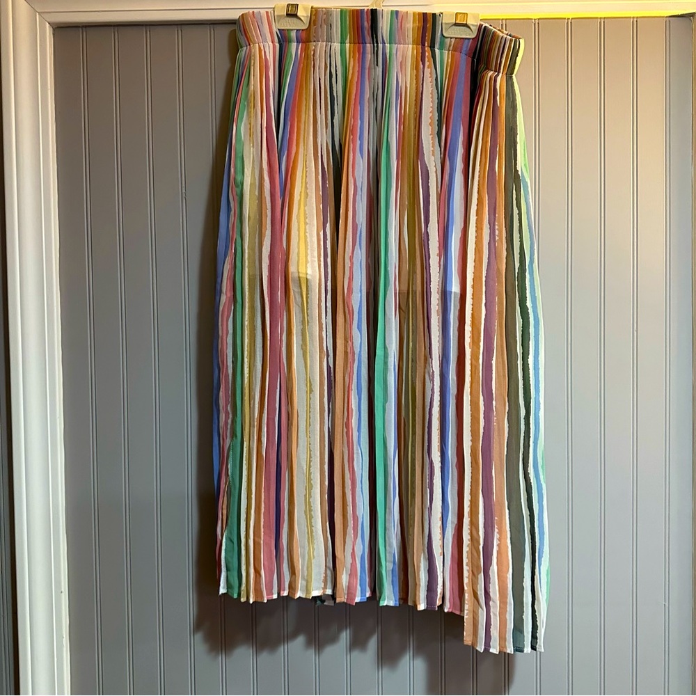 Zara midi skirt, striped rainbow, Medium